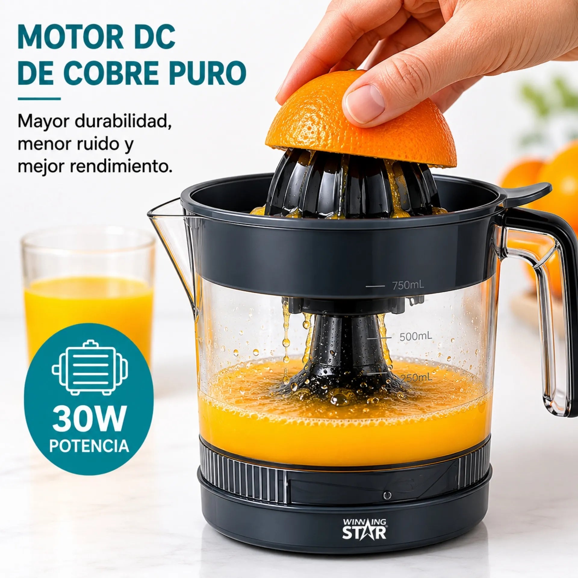Exprimidor Eléctrico Winning Star 750ml Con Extracción Automática ST-2093