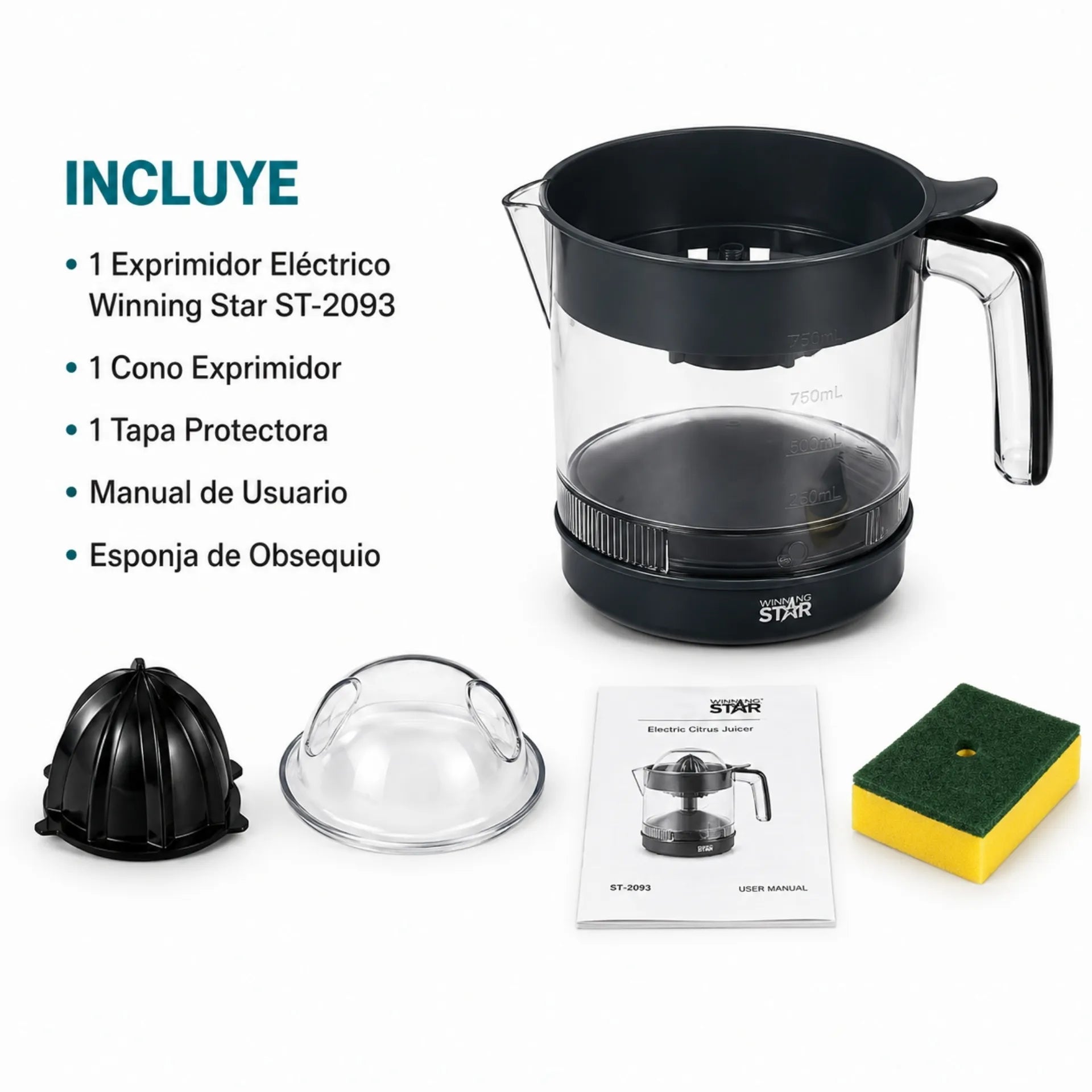Exprimidor Eléctrico Winning Star 750ml Con Extracción Automática ST-2093