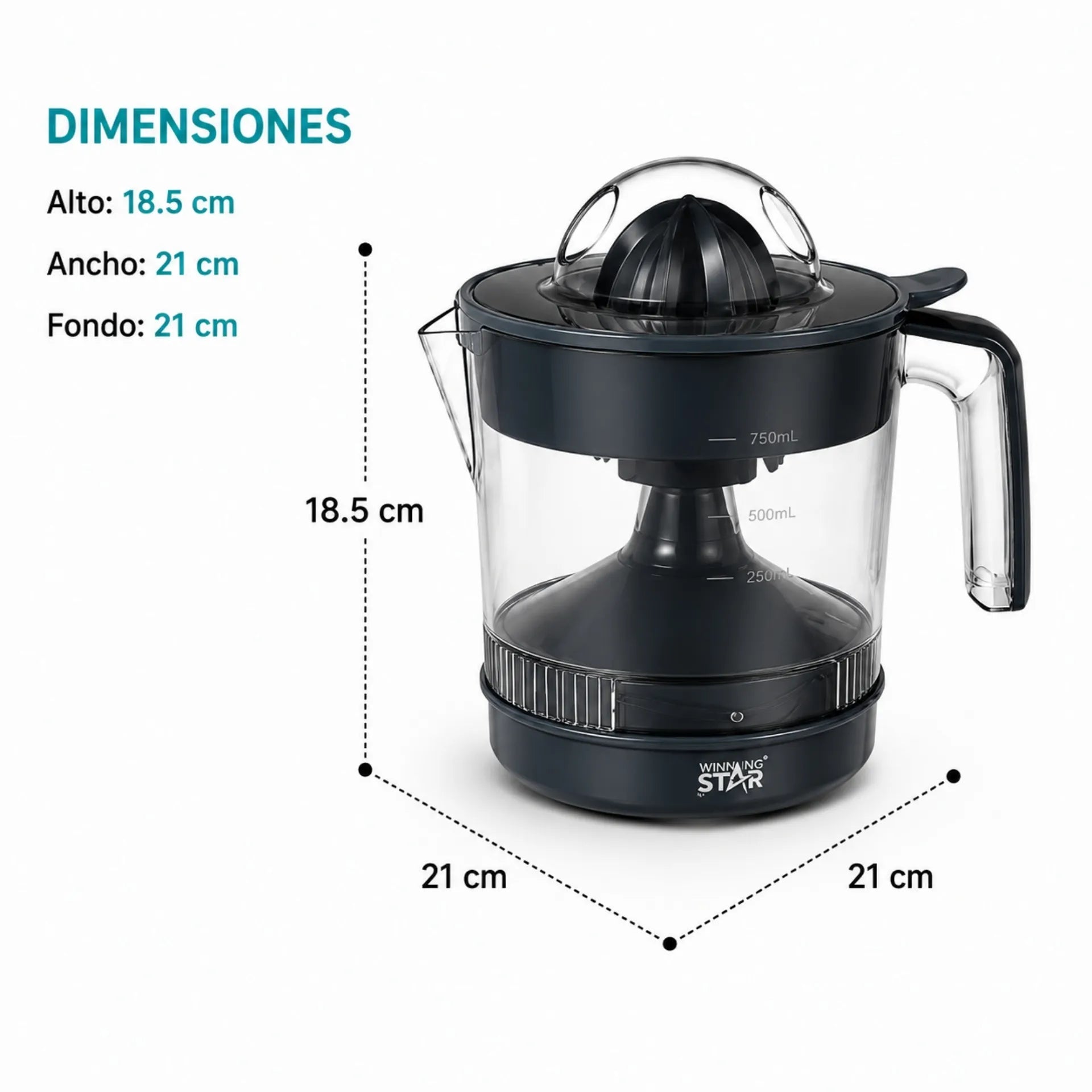 Exprimidor Eléctrico Winning Star 750ml Con Extracción Automática ST-2093