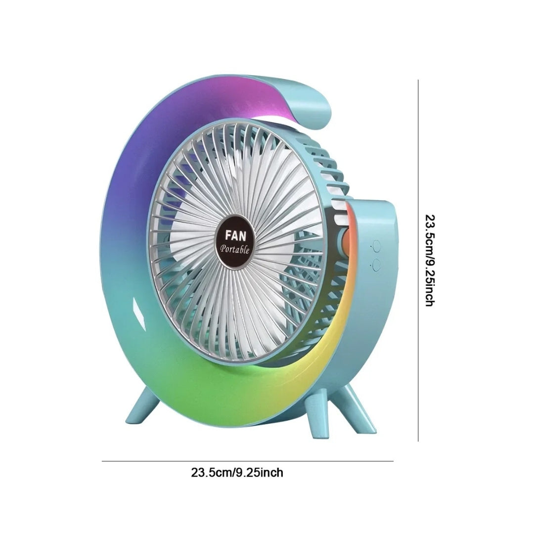 Mini Ventilador De Mesa Recargable Con Luz Led F10