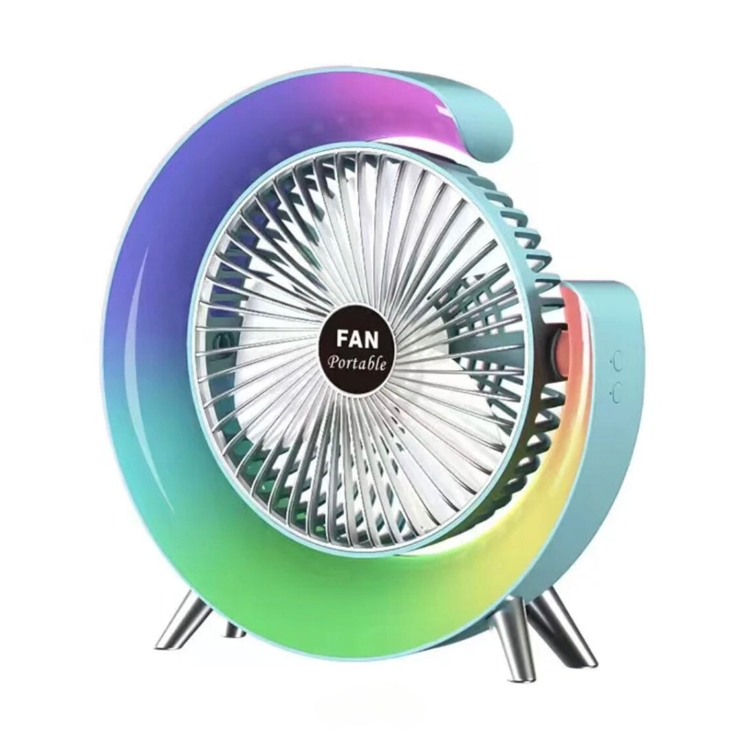Mini Ventilador De Mesa Recargable Con Luz Led F10