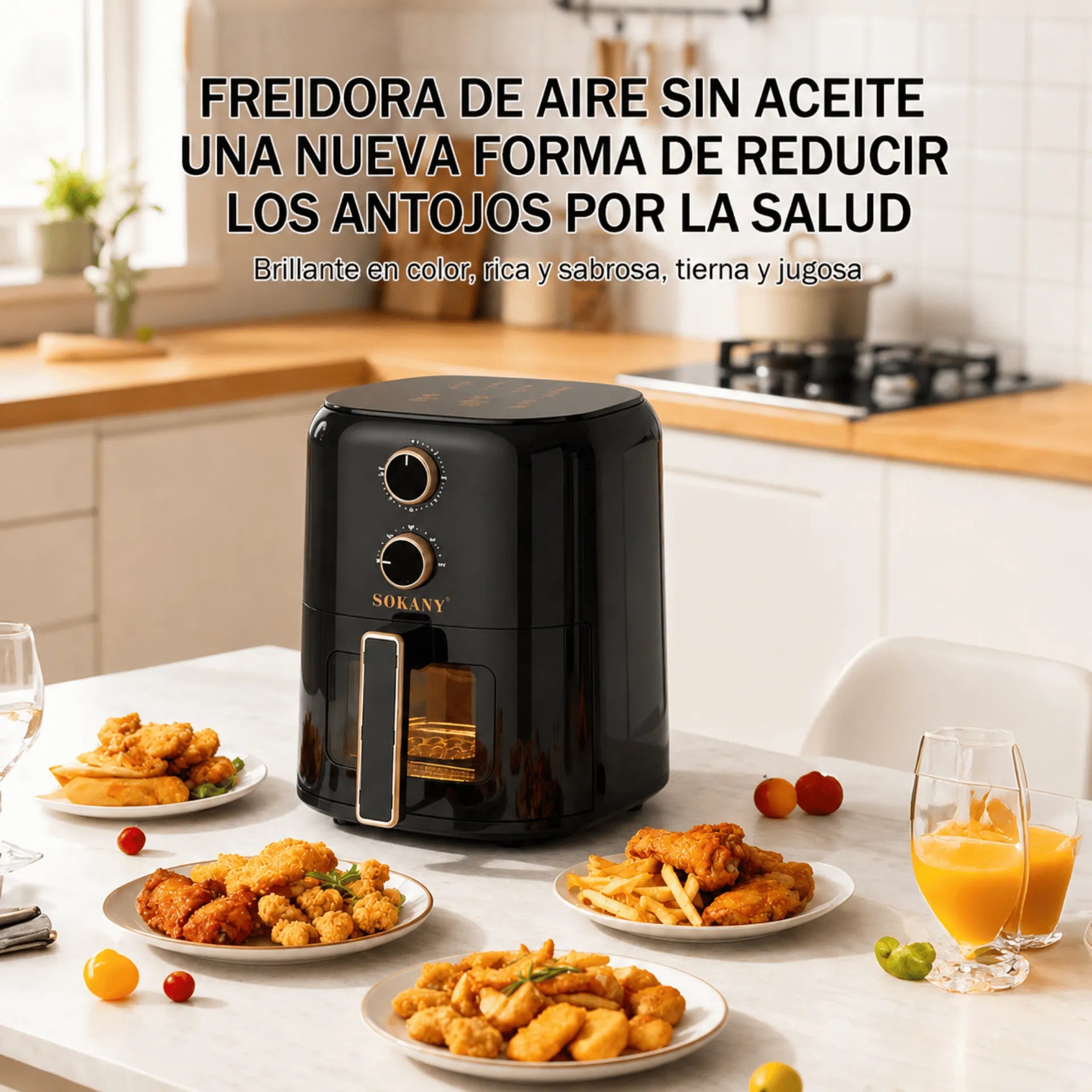 Freidora De Aire Eléctrica 5 Litros 1350W Sokany SK-10120
