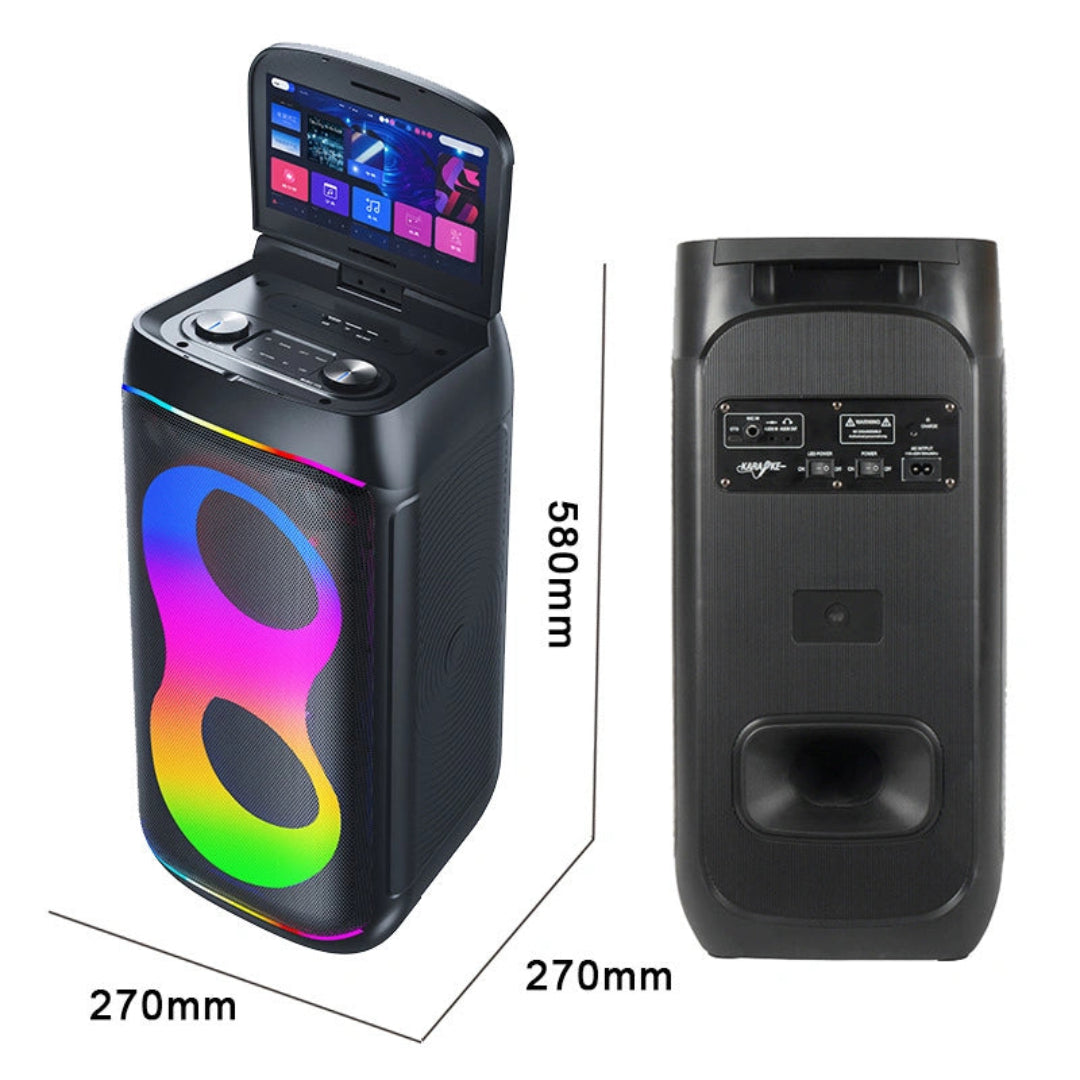 Parlante Cabina Bluetooth Con Pantalla Táctil Luz RGB Con Control Y Micrófonos GD-1066