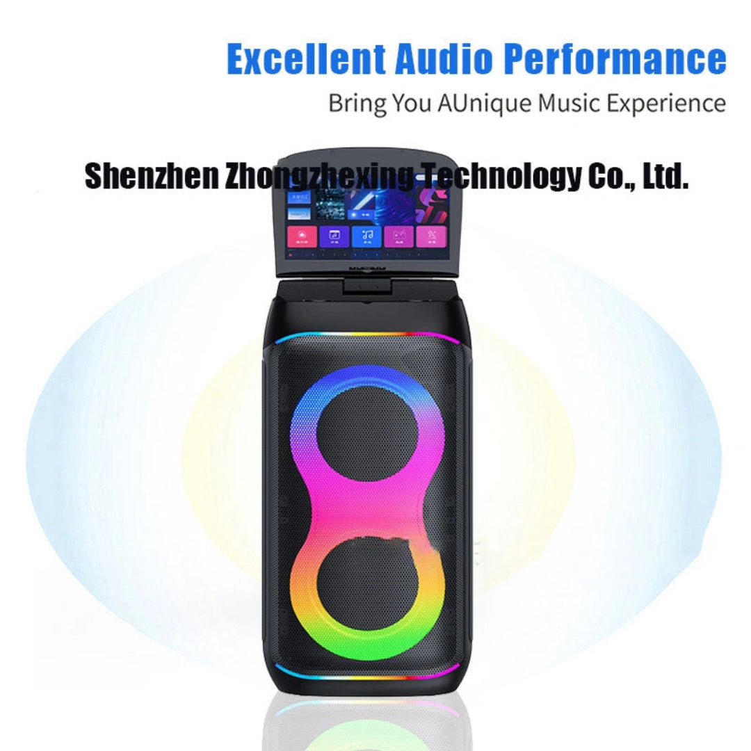 Parlante Cabina Bluetooth Con Pantalla Táctil Luz RGB Con Control Y Micrófonos GD-1066