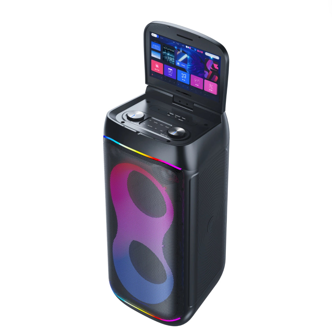 Parlante Cabina Bluetooth Con Pantalla Táctil Luz RGB Con Control Y Micrófonos GD-1066