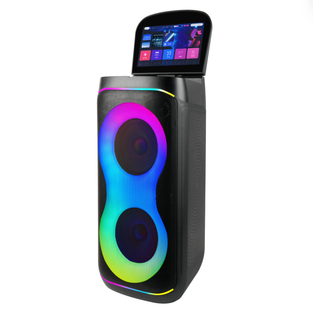Parlante Cabina Bluetooth Con Pantalla Táctil Luz RGB Con Control Y Micrófonos GD-1066