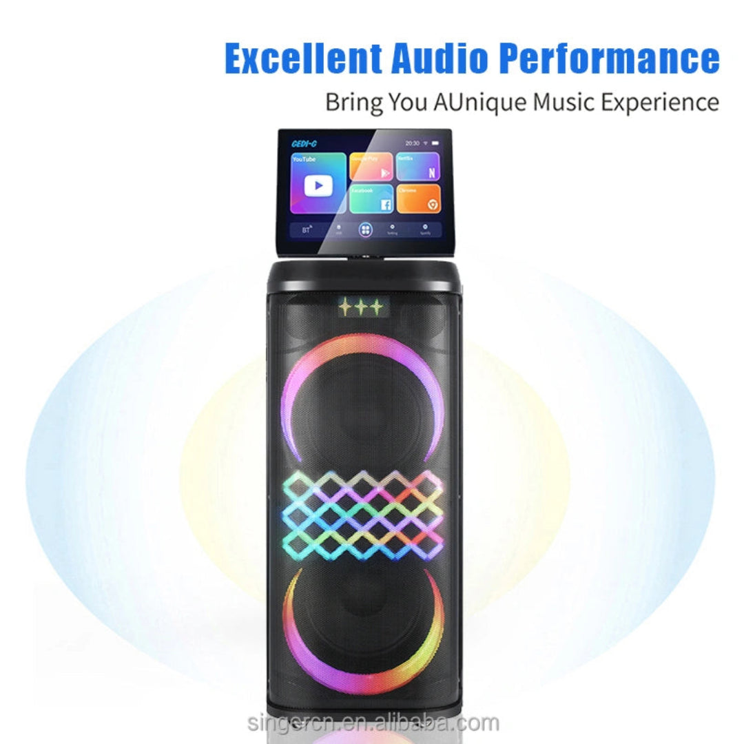 Parlante Torre Android Bluetooth Doble Bocina 10 Pulgadas Con Pantalla Táctil GD-1425