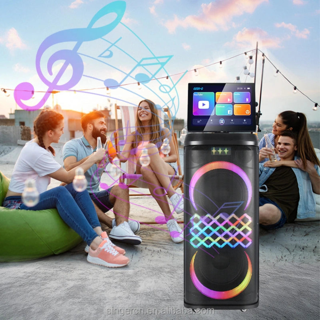 Parlante Torre Android Bluetooth Doble Bocina 10 Pulgadas Con Pantalla Táctil GD-1425