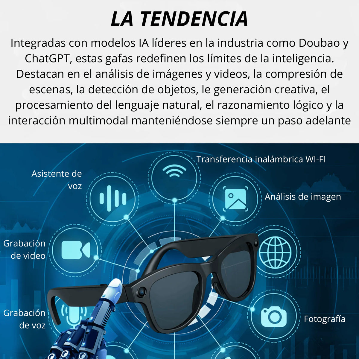 Gafas De Sol Inteligentes Con Cámara 1080P, Traductor IA y Control Táctil GBE M01 PRO