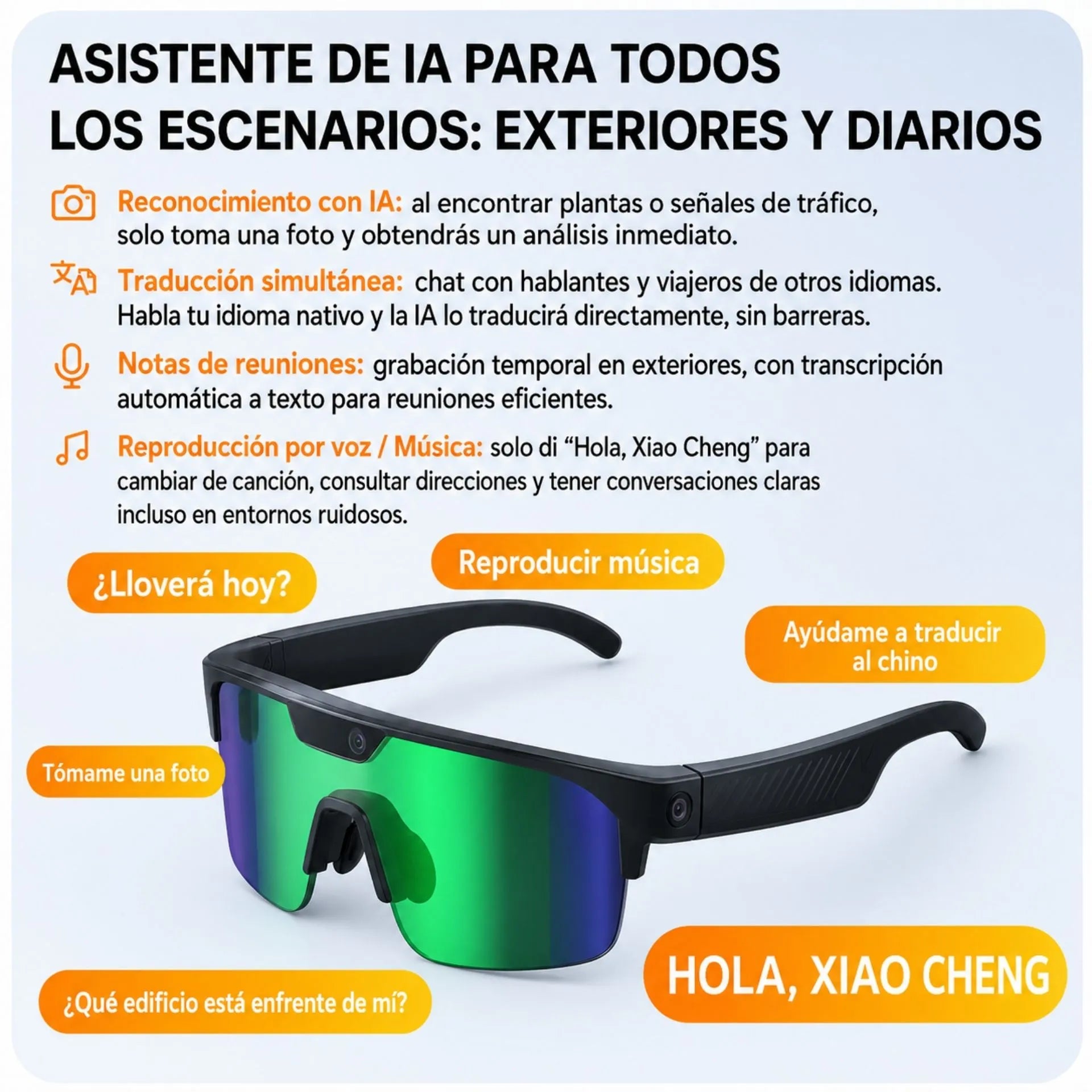 Gafas Inteligentes Con Cámara 35MP Video Full HD y Funciones IA Q01