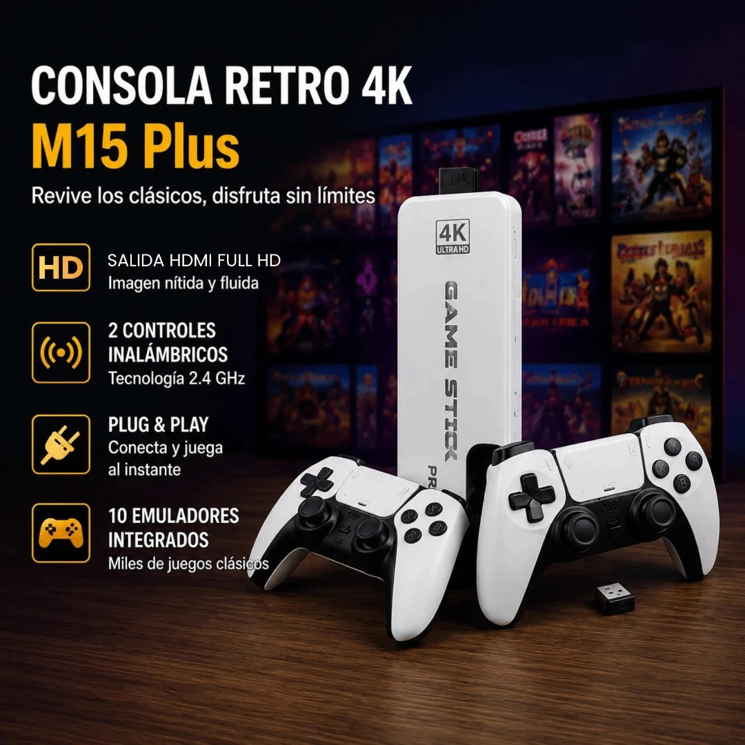 Consola De Juegos Retro Full HD Con 2 Controles Inalámbricos M15 B2B