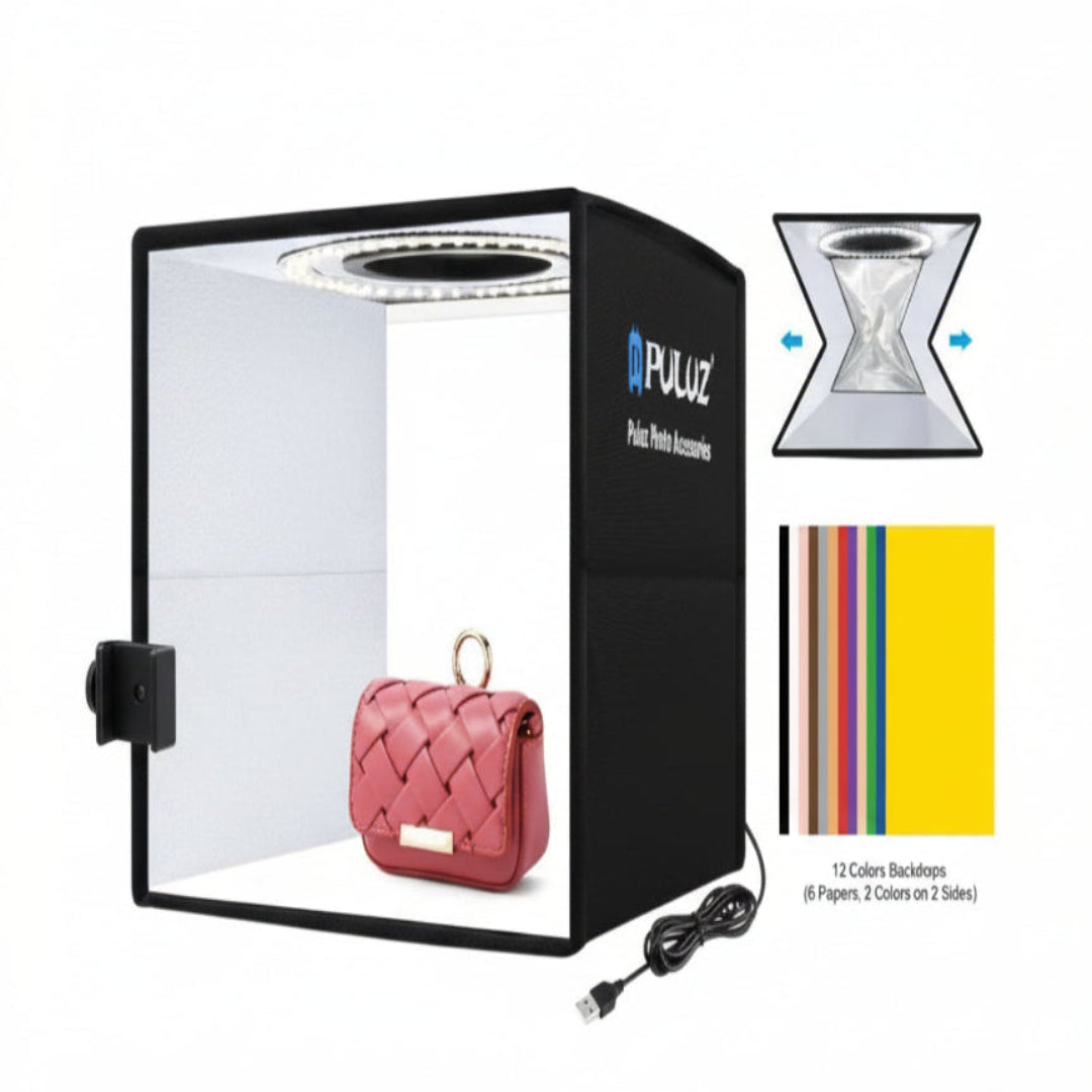 Caja De Luz Fotográfica Pegable Con Fondos Intercambiables Con Luz PU5025B