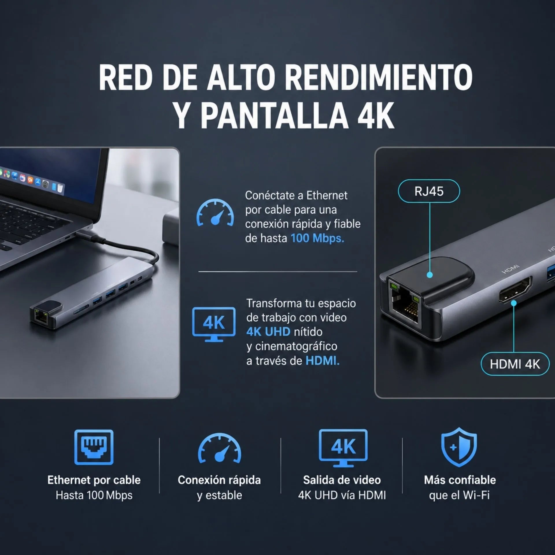 Multipuerto HUB USB Tipo C OTG 8 En 1 LJ-47TP/HDTV8IN