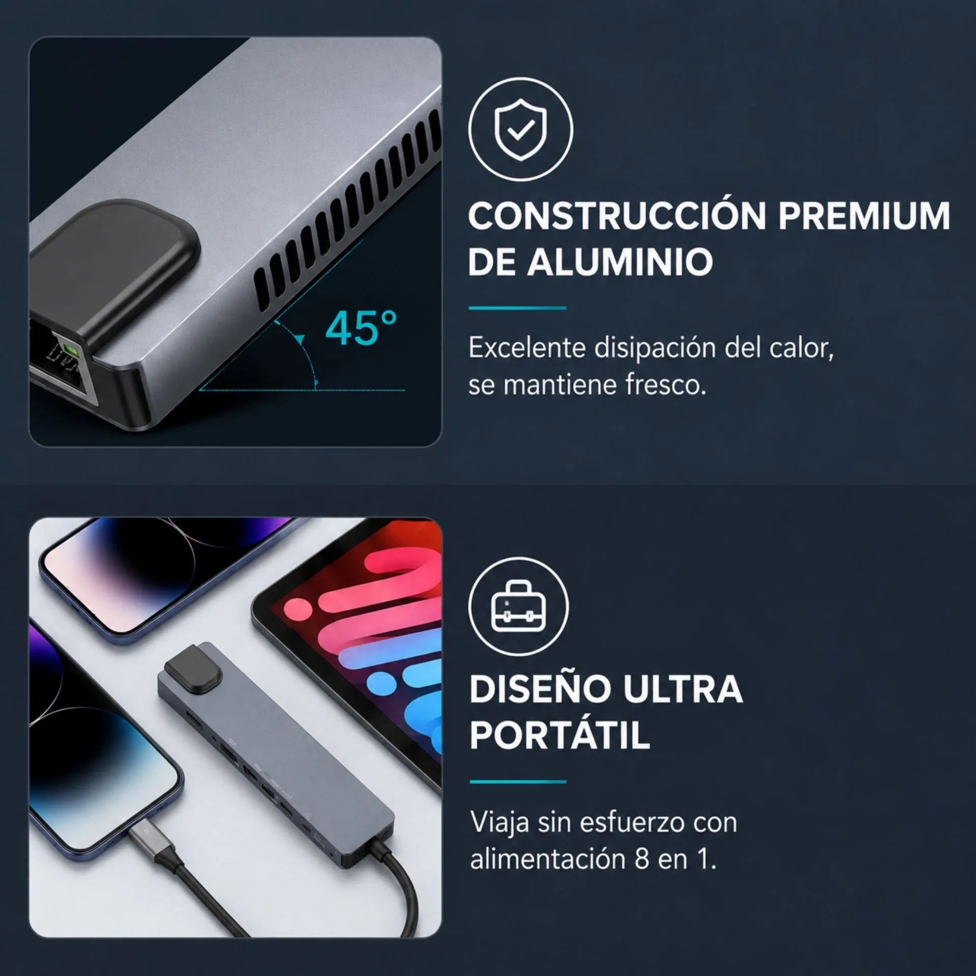 Multipuerto HUB USB Tipo C OTG 8 En 1 LJ-47TP/HDTV8IN