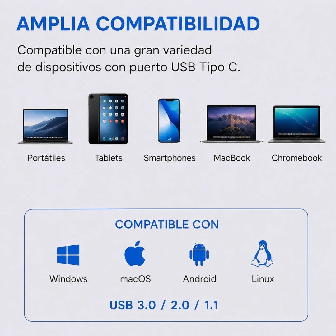 Hub Adaptador USB Tipo C A 4 Puertos USB 3.0 Ramitech RAM-AD6TP