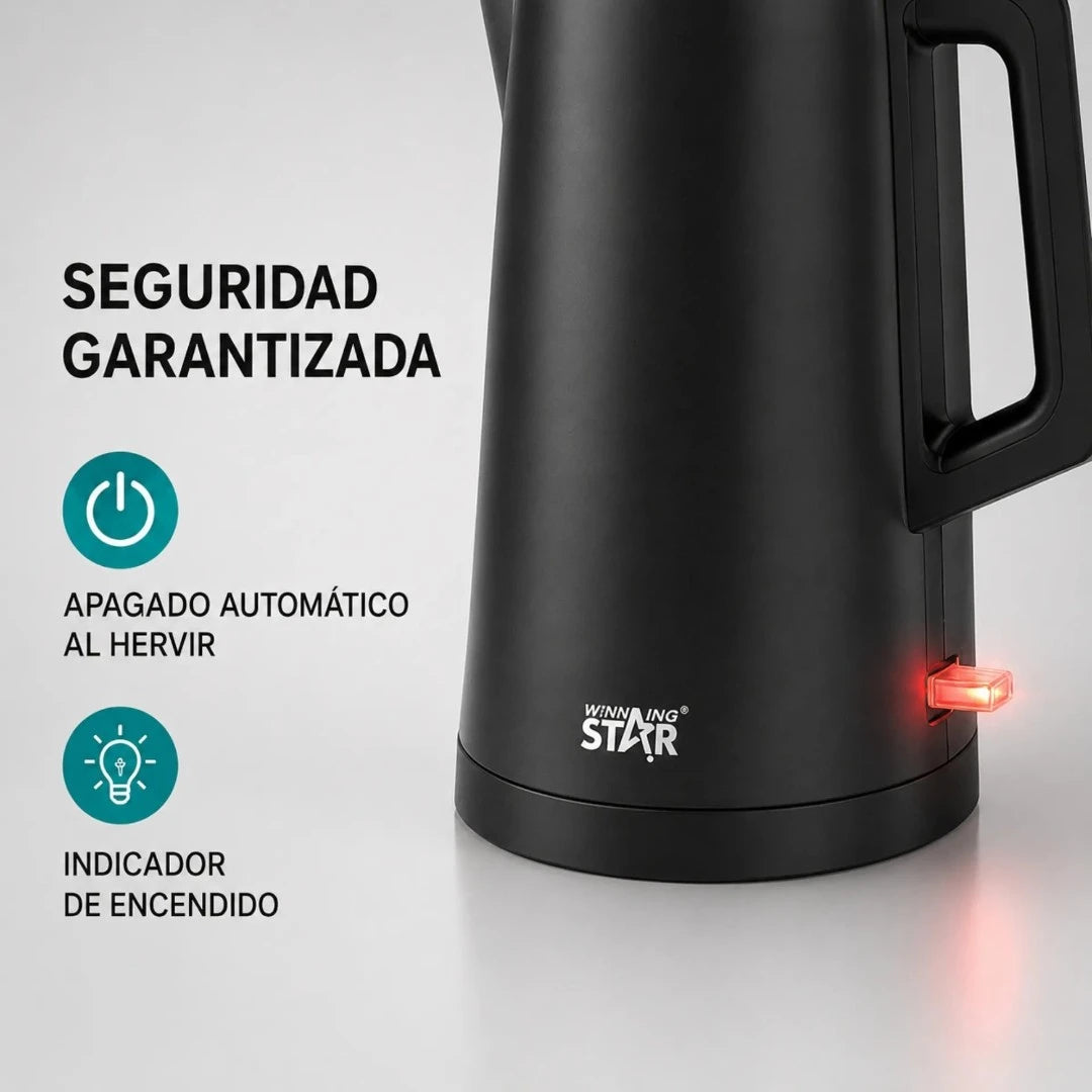 Hervidor Eléctrico Winning Star 1.7L Con Interior De Acero Inoxidable Y Base 360° ST-2061