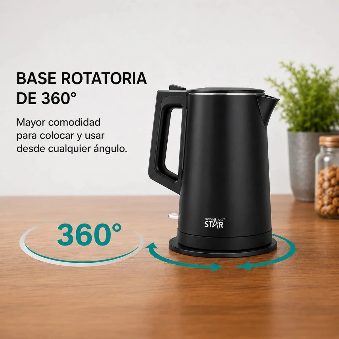 Hervidor Eléctrico Winning Star 1.7L Con Interior De Acero Inoxidable Y Base 360° ST-2061