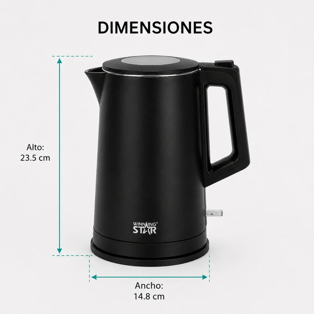 Hervidor Eléctrico Winning Star 1.7L Con Interior De Acero Inoxidable Y Base 360° ST-2061