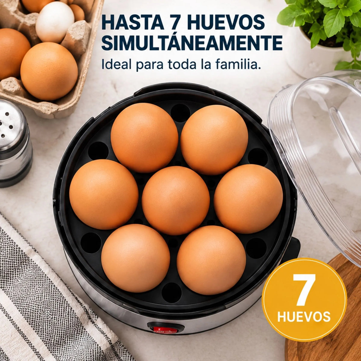 Hervidor Eléctrico Para Huevos Capacidad Hasta 7 Unidades 360W Sokany SK-07066