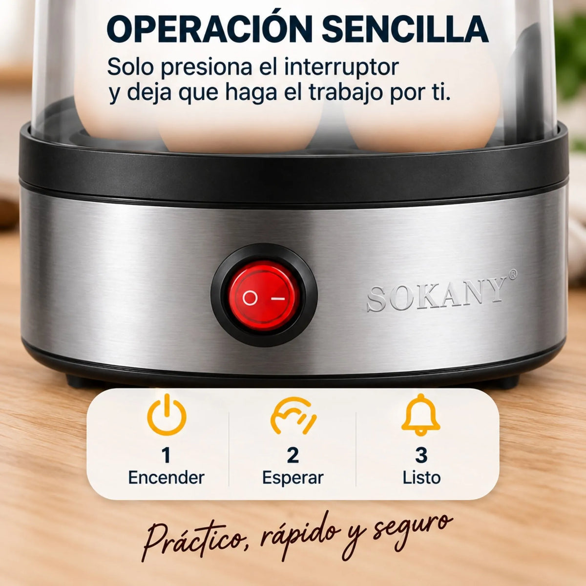 Hervidor Eléctrico Para Huevos Capacidad Hasta 7 Unidades 360W Sokany SK-07066