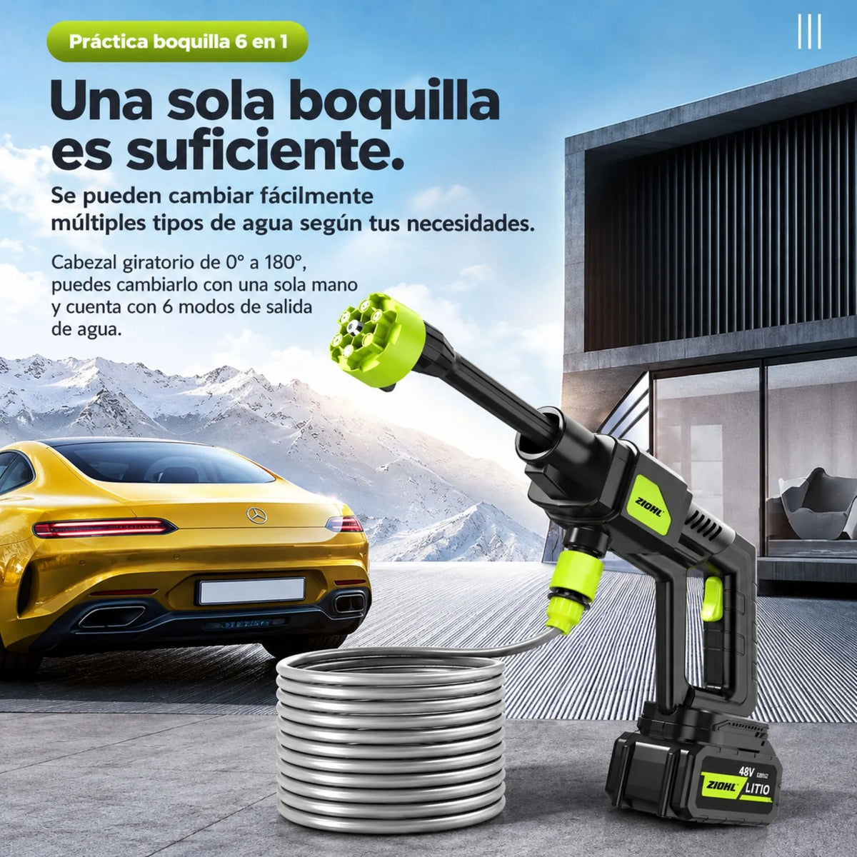 Hidrolavadora Inalámbrica Portátil MDHL 21V Con Boquilla 6 En 1 Y Maletín 8100