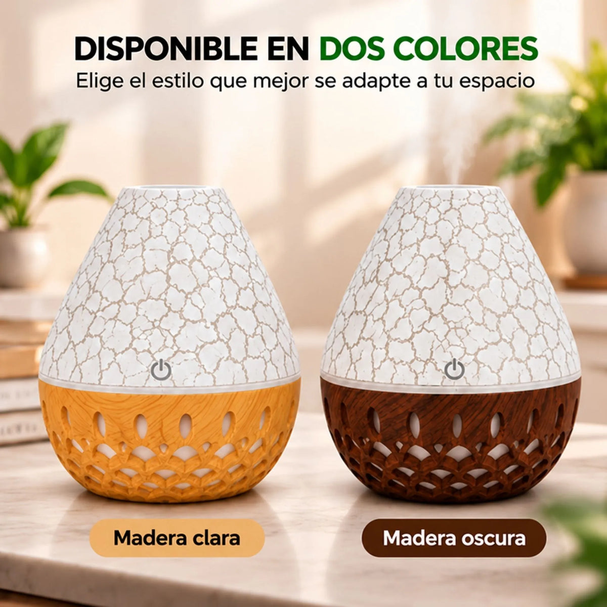 Humidificador De Aromas Silencioso Para Esencias Hidrosolubles Efecto Madera AE0628