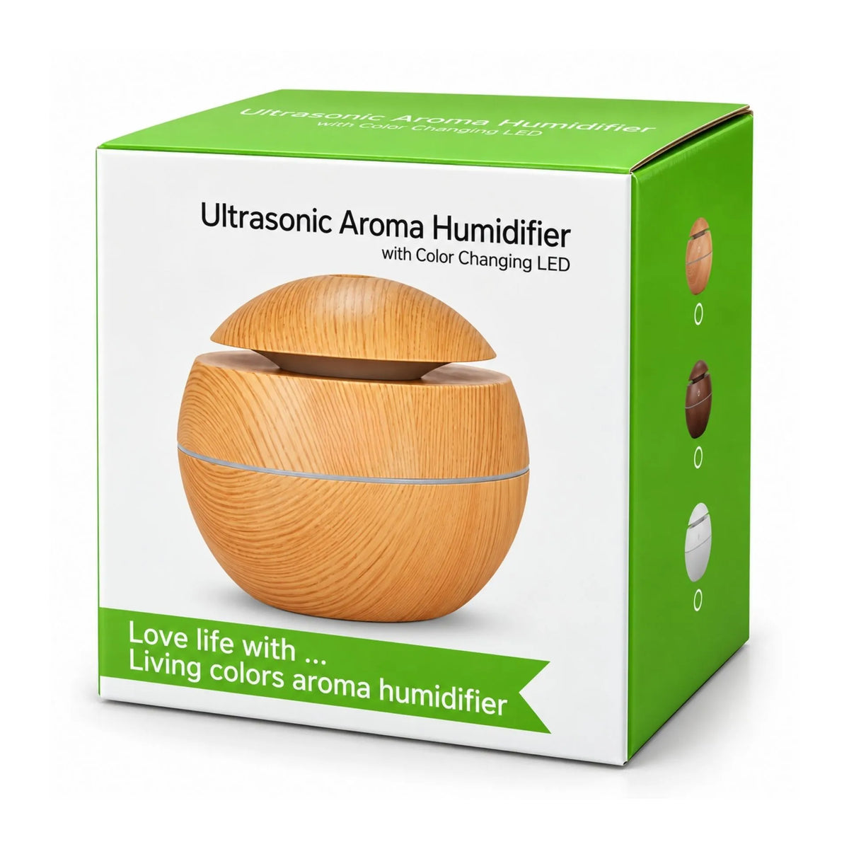 Humidificador De Aromas 200ml Con Luz LED Efecto Madera AE0033