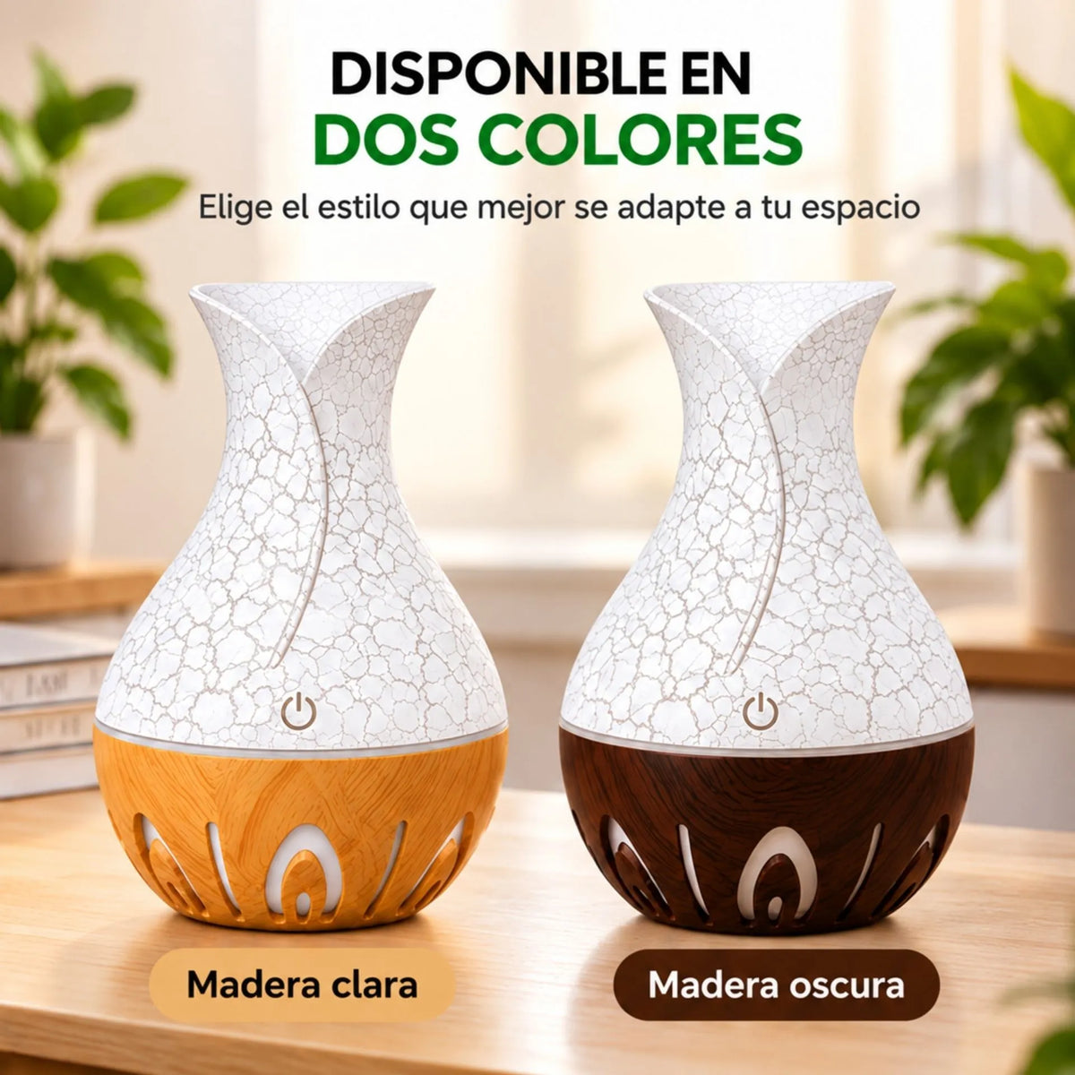 Humidificador De Aromas Ultrasónico Silencioso 5V Para Esencias Hidrosolubles Efecto Madera AE0627