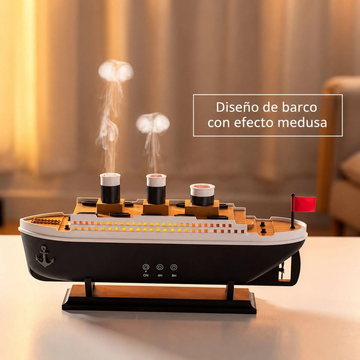 Humidificador Difusor De Aromas Diseño Barco 250ml Con Efecto Medusa 299