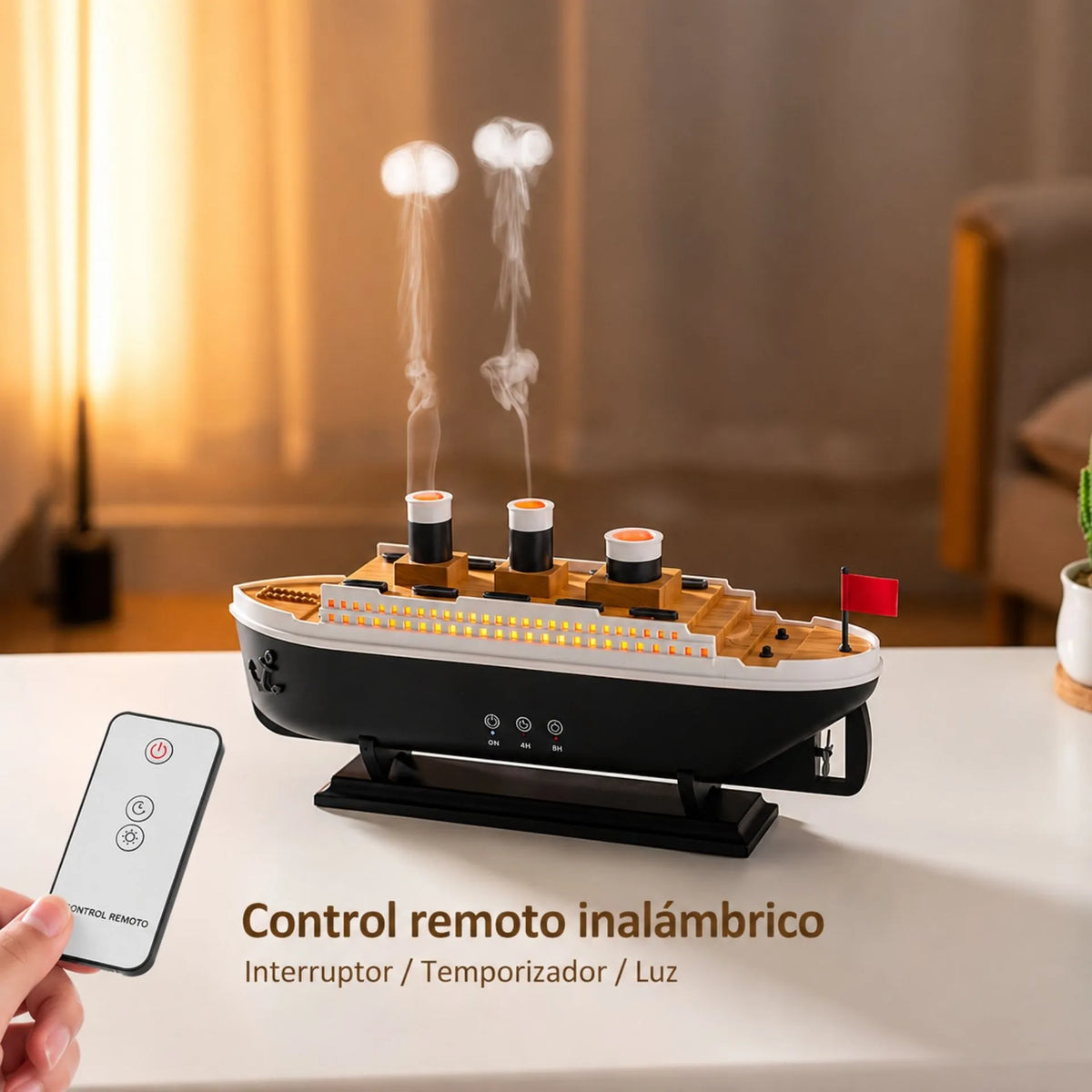 Humidificador Difusor De Aromas Diseño Barco 250ml Con Efecto Medusa 299