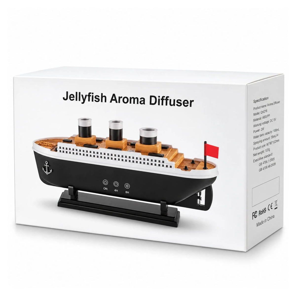 Humidificador Difusor De Aromas Diseño Barco 250ml Con Efecto Medusa 299