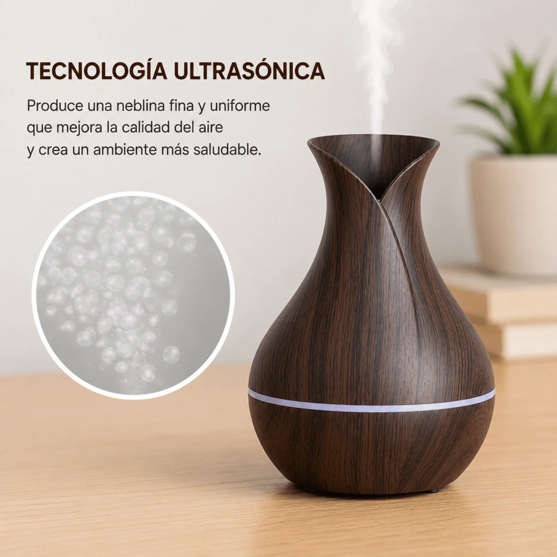 Humidificador Ultrasónico Tipo Jarrón Difusor De Aromas 200ml AE0331