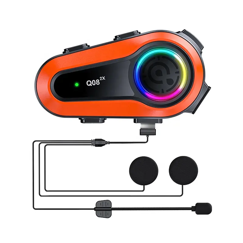 Intercomunicador Para Casco de Moto Impermeable RGB Q08 2X ¡Envio Gratis!