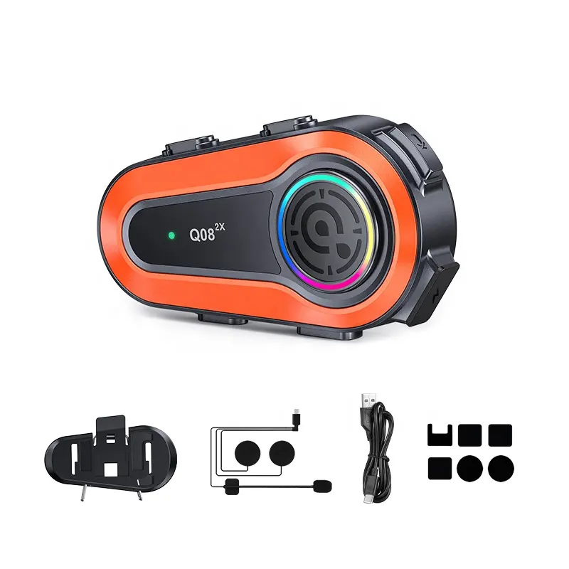 Intercomunicador Para Casco de Moto Impermeable RGB Q08 2X ¡Envio Gratis!