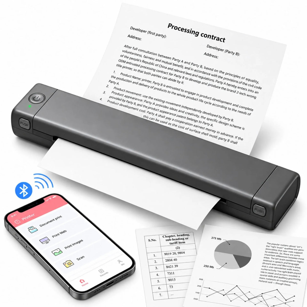 Impresora Térmica Recargable Portátil Bluetooth Para Documentos A4 Phomemo M08F