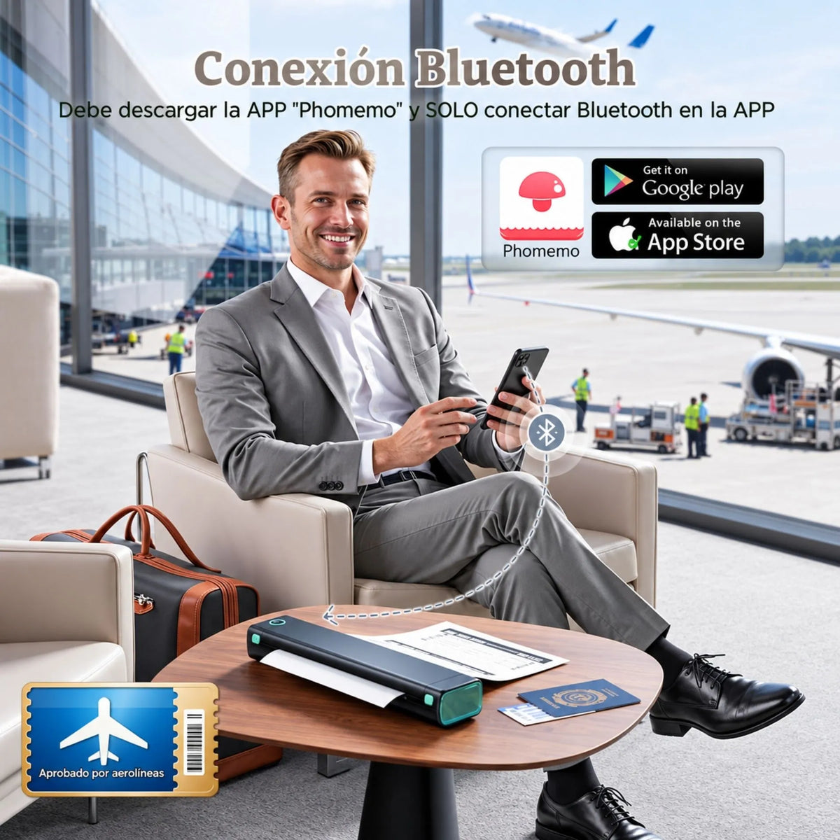 Impresora Térmica Recargable Portátil Bluetooth Para Documentos A4 Phomemo M08F