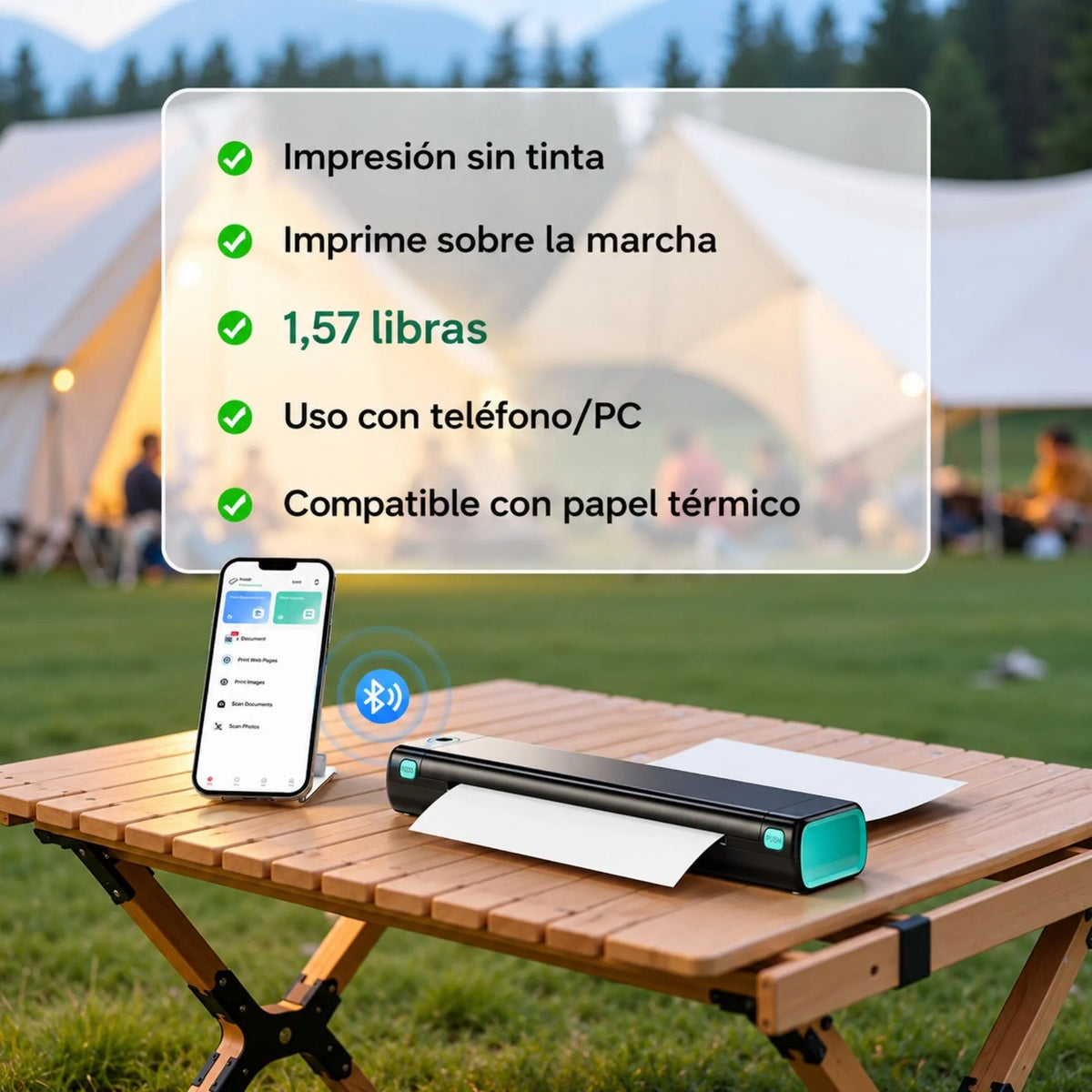 Impresora Térmica Recargable Portátil Bluetooth Para Documentos A4 Phomemo M08F
