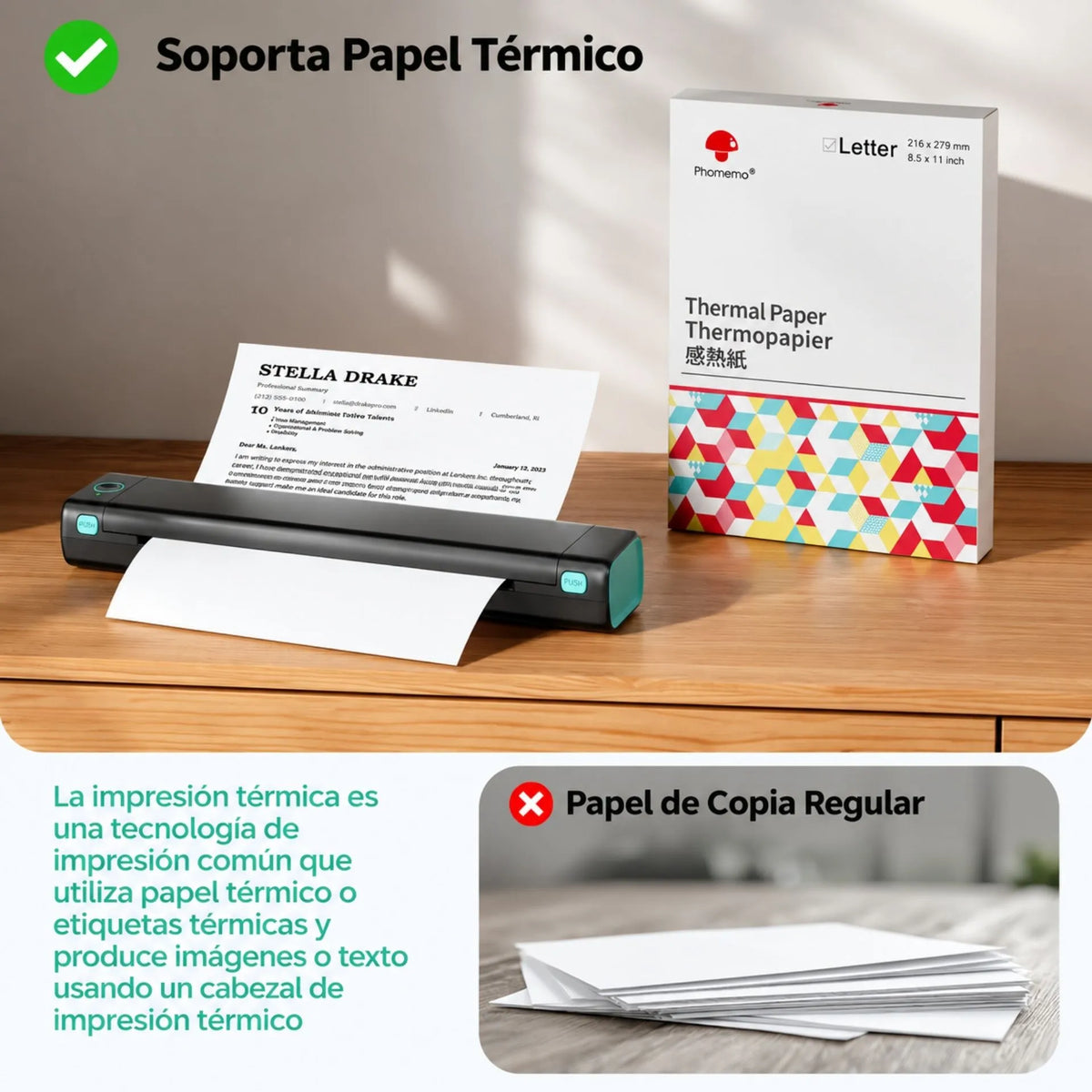 Impresora Térmica Recargable Portátil Bluetooth Para Documentos A4 Phomemo M08F