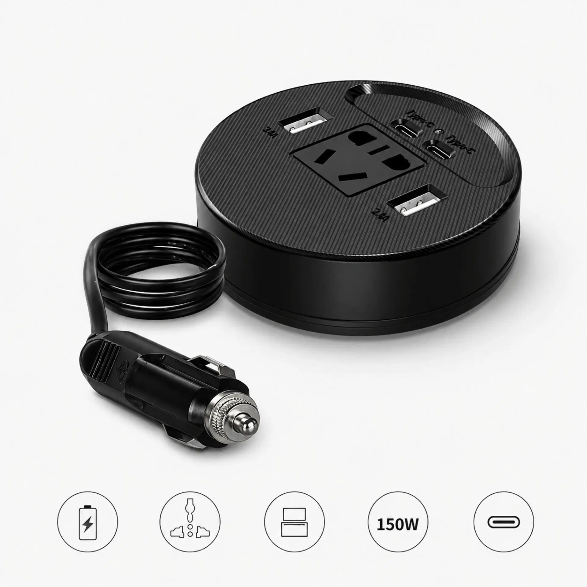 Inversor De Corriente Automotriz 150W Con USB Y Tipo C Baihuo City MY-7426