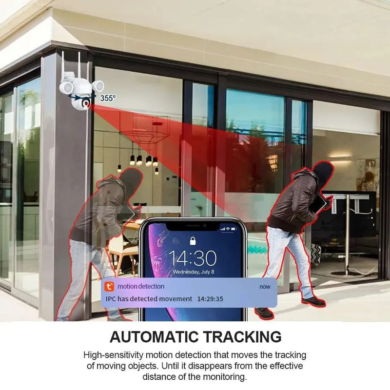 Cargue la imagen en el visor de la galería, Camara Wifi Exterior PTZ Iluminacion Tuya Smart KJB-T18 ¡Envio Gratis!
