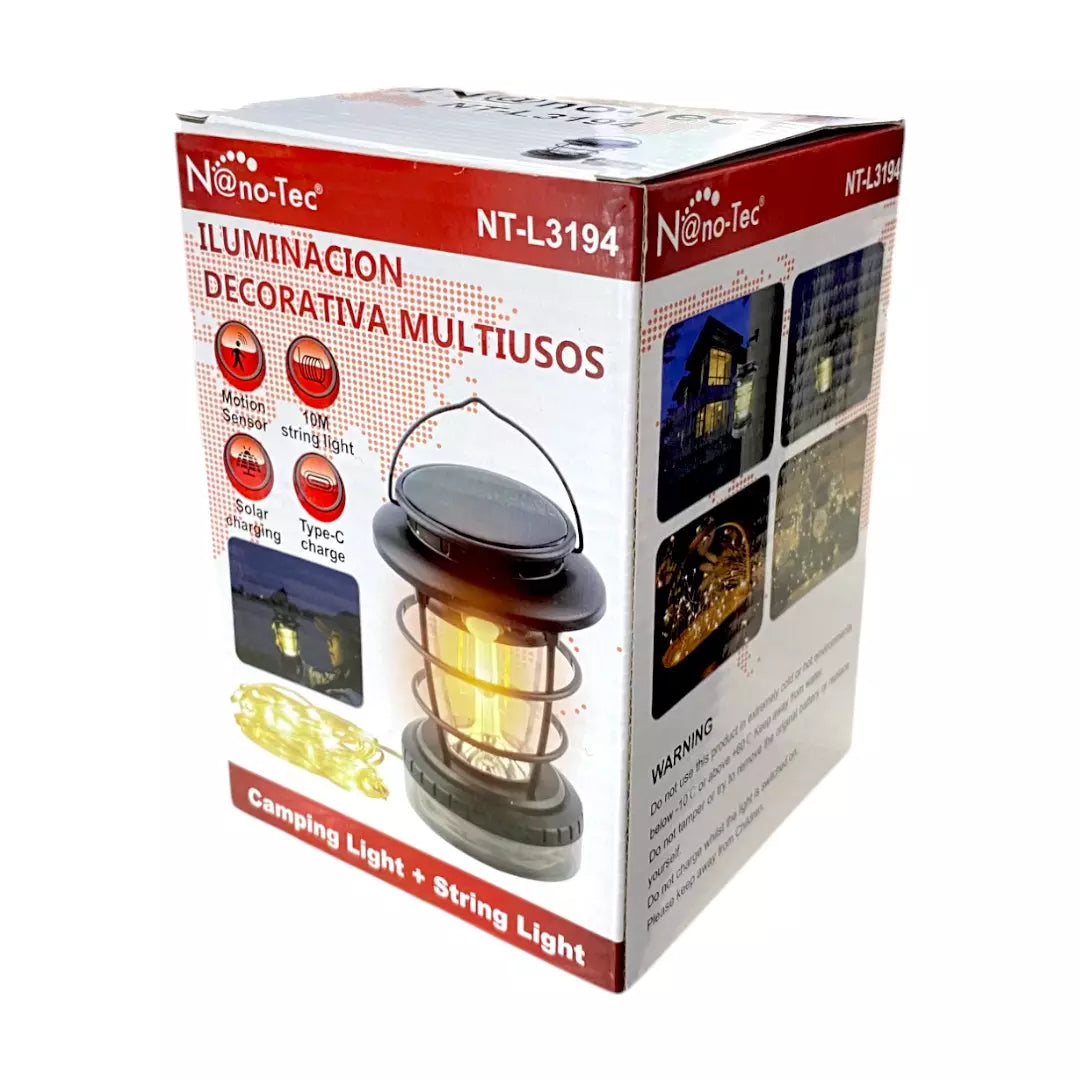 Linterna/Lampara Decorativa De Luz Cálida Con Sensor De Movimiento NT-L3194