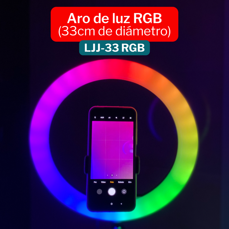Cargue la imagen en el visor de la galería, Aro de luz RGB de 33CM LJJ-33 RGB Incluye Tripode 2.1MT ¡Envio Gratis!
