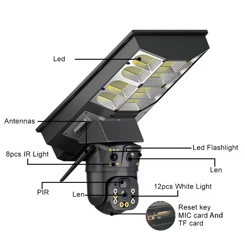 Lampara Led Recargable Con Panel Solar Y Cámara YX-LD9S-4G