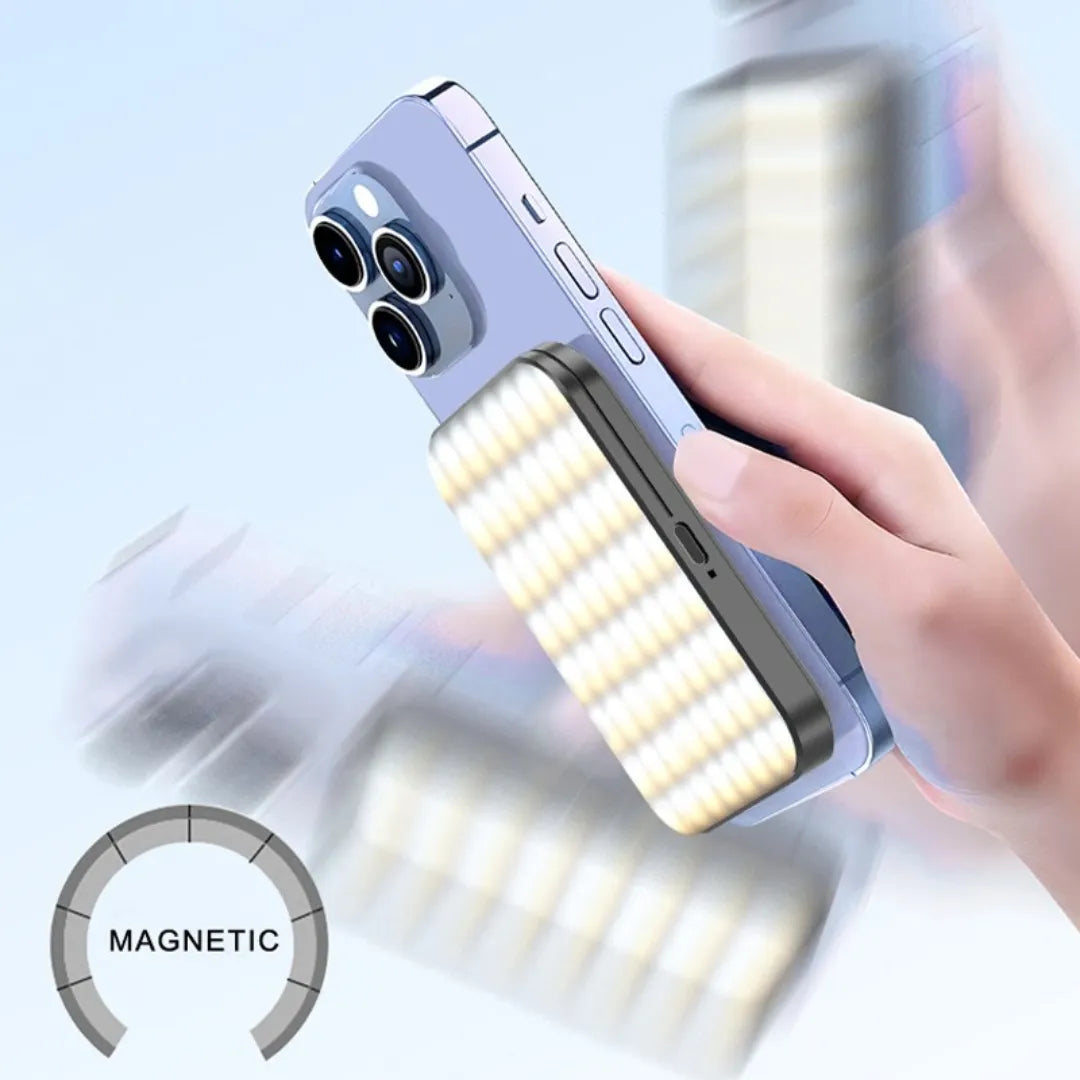 Lámpara LED Portátil Magnética RGB 4W Recargable con Modos de Luz y Soporte para Celular MY-7561