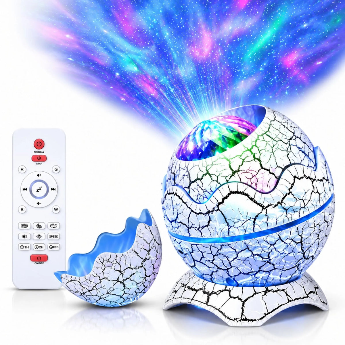 Lámpara Proyectora LED RGB Huevo De Dinosaurio Parlante Bluetooth Y Control Remoto K850
