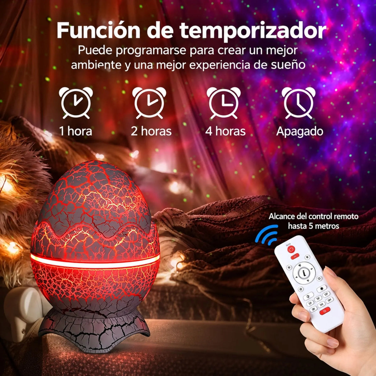 Lámpara Proyectora LED RGB Huevo De Dinosaurio Parlante Bluetooth Y Control Remoto K850
