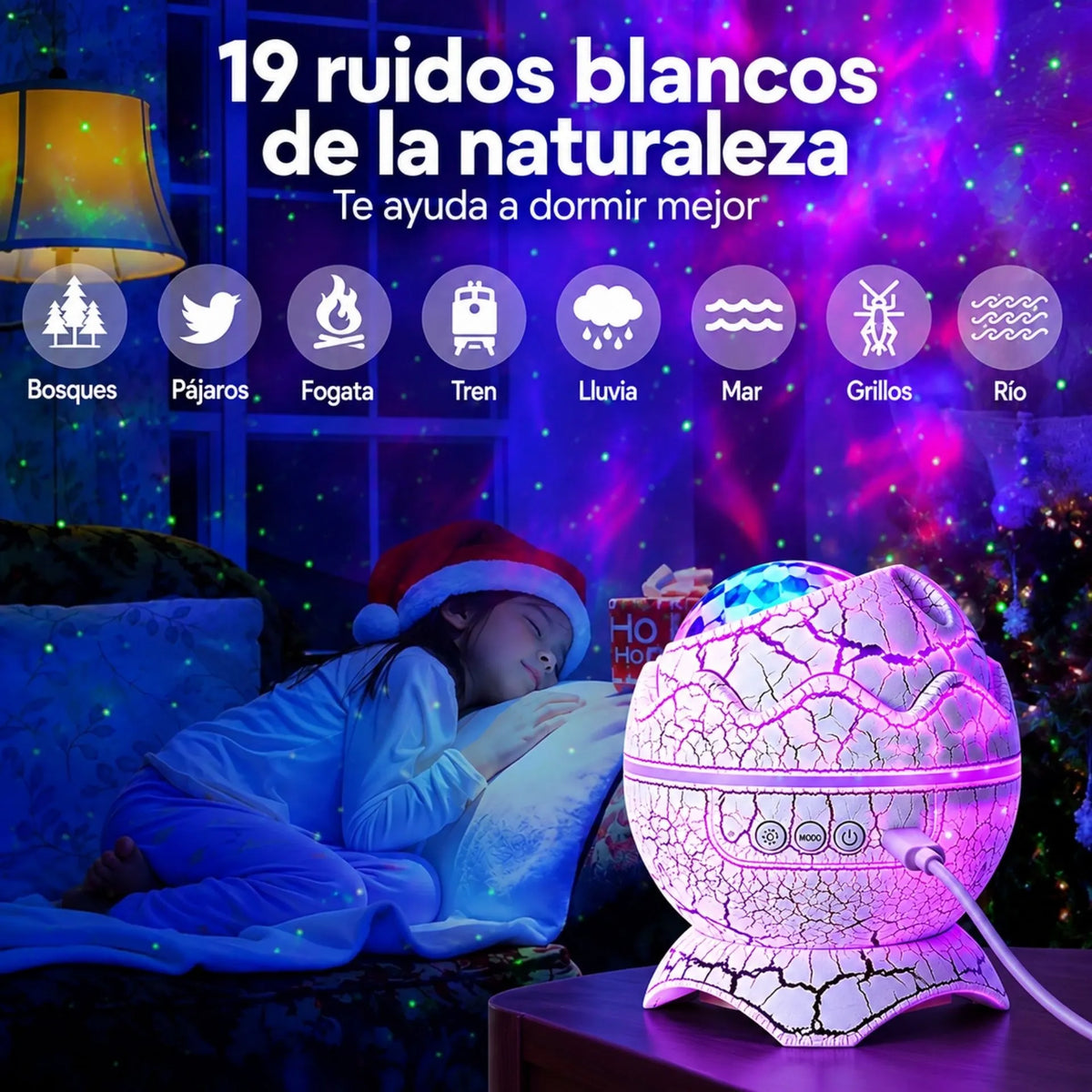 Lámpara Proyectora LED RGB Huevo De Dinosaurio Parlante Bluetooth Y Control Remoto K850