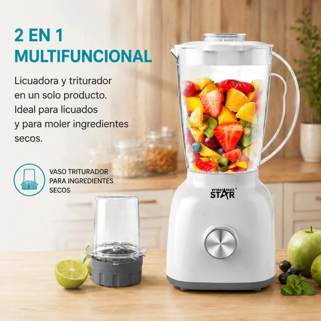 Licuadora Multifuncional 2 En 1 Winning Star 1.8L Con Triturador ST-2083