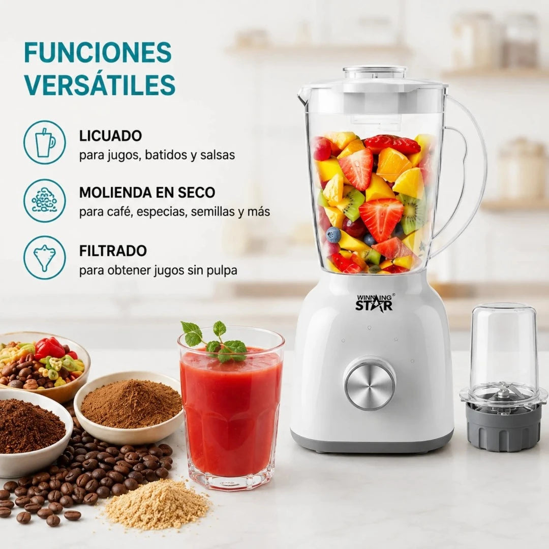 Licuadora Multifuncional 2 En 1 Winning Star 1.8L Con Triturador ST-2083