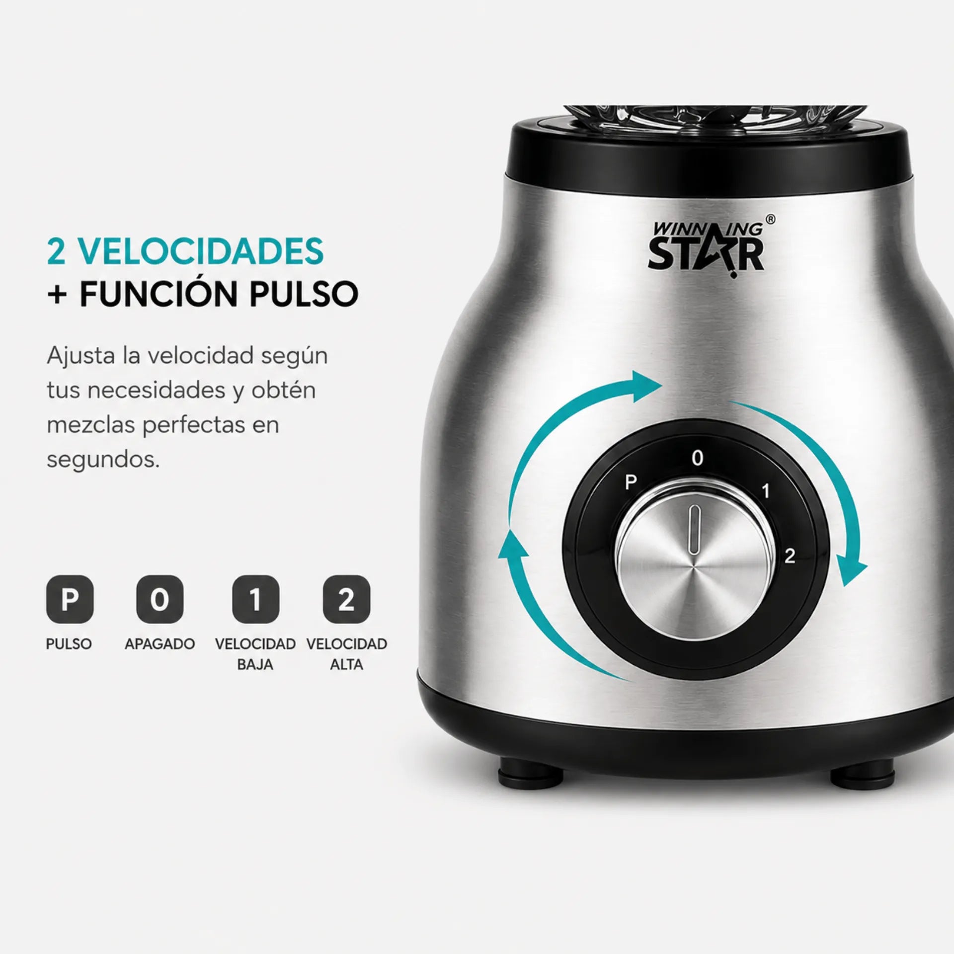 Licuadora 2 En 1 De 1.5 Litros Con Molino Y Vaso De Vidrio Winning Star ST-2086
